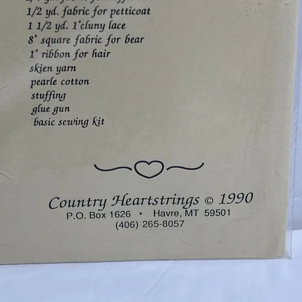 Jessie & Her Bear Doll Country Heartstrings NEW Vintage Sewing Pattern 1990